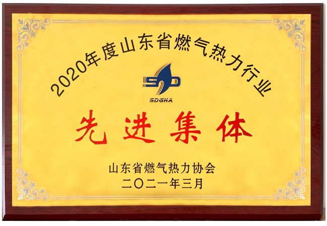 山东聚源热力有限责任公司 荣获 “山东省燃气热力协会先进单位” 荣誉称号